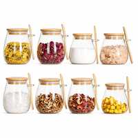 Récipient de stockage alimentaire en verre borosilicate haute résistance hermétique avec couvercle en bambou 350-1000 ml Design minimaliste moderne pour le rangement de la cuisine