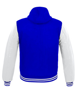 Men's Royal Blue Wool Body With White Leather Sleeve <b>Button</b> Up Varsity Jacket Blank Patches Custom Embroidery Unisex Men Jackets - Product Image 4