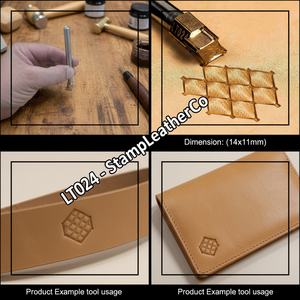 LT024 Sello de cuero con rejilla de diamante geométrico 14x11mm (9/16 "x 7/16") Cuero hecho a mano - Product Image 1