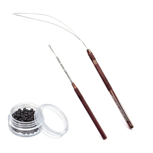 Outils d'applicateur d'extension de cheveux en vrac enfileur de crochet et de boucle pour Micro anneau fil Flexible acier léger crochet boucle ensemble - Product Image 1