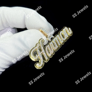 Custom VVS1 Moissanite Diamond <b>Name</b> Pendant 925 <b>Silver</b> Cursive Letter Stylish Hip Hop Style Perfect Anniversary Gift - Product Image 5