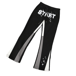 Pantalones personalizados para hombre, ropa de calle lavada, pantalones de chándal de lana, ropa de calle acampanada para exteriores, pantalones de chándal acampanados con estampado DTG para hombre - Product Image 1