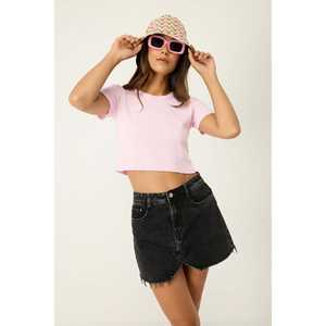 T-shirt court pour femme, style décontracté et sportif, en tissu de coton turc, respirant, taille unique, XS-4XL - Product Image 1