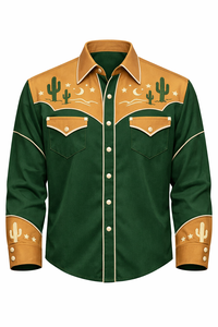 Camisa Vaquera Occidental Unisex Personalizada OEM, Corte Ajustado Informal, con Ribete en Contraste, Manga Larga, Bordada, con Botones - Product Image 1