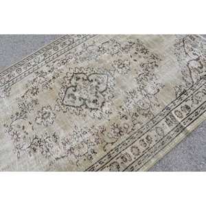 พรมตุรกีสไตล์วินเทจขนแกะสีเบจ5.2x8.5ฟุตลายทางสี่เหลี่ยมผืนผ้าสำหรับห้องนั่งเล่นห้องโถง - Product Image 5