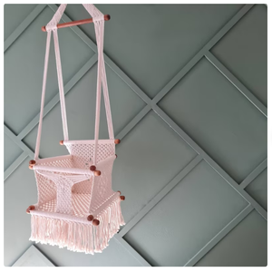 Toddler <b>Hammock</b> Chair Macrame Twin Baby Swing DYAED COTTON HANDMADE NATURAL Baby Swing Set Style Color Baby Bedside Sleeper - Product Image 3