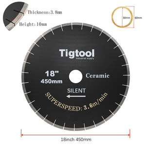 <strong>Superlife</strong> 3.6 m/min Chip-Free 45&deg; Miter Cutting Tigtool 18"/450mm Silent Diamond Saw Blade for Ceramic/Porcelain/Dekton - Product Image 2