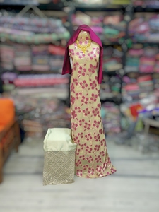 Dirac Fransawi multicolore rose avec châle bleu |   Robe traditionnelle somalienne de qualité supérieure pour les mariages et les fêtes - Product Image 5