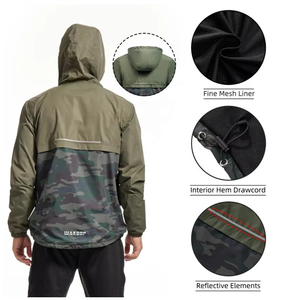 Abrigo cortavientos de poliéster ecológico de diseño personalizado, ropa de calle de camuflaje, chaquetas impermeables con cremallera para hombre de secado rápido para motociclista y senderismo - Product Image 4