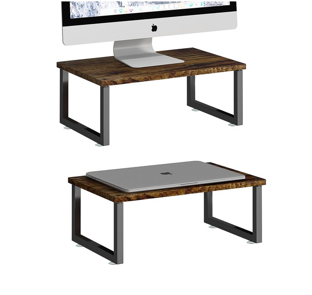 2-Pack Wooded Monitor Stand Riser Desk Organizer Stand with Anti-Slip Suction Cup for Laptop Computer iMac Pc Antique Brown