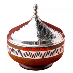 Casserole à double paroi en acier inoxydable Casserole à la main de conception créative Dernière collection Réchauffeur d'aliments en métal de luxe fantaisie - Product Image 5