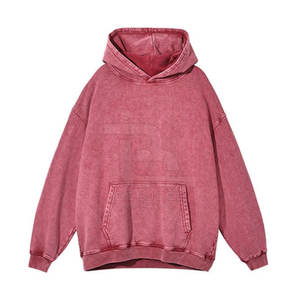 Sudadera con capucha para hombre con lavado ácido sólido de invierno de alta calidad, ajuste Regular de poliéster/algodón - Product Image 1