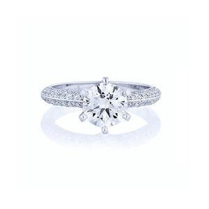 แหวนหมั้นเพชรขนาด10K สีเงิน/ทองสำหรับผู้ใหญ่ VVS2เจียระไนทรงกลม1กะรัตมีใบรับรอง IGI ขายส่งอย่างยั่งยืน - Product Image 6