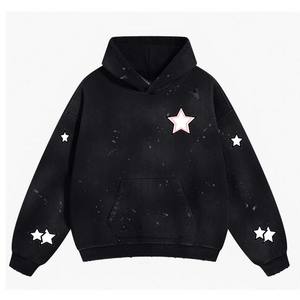 Sweat-shirt à capuche surdimensionné en molleton français de bonne qualité, 100% coton, à bas prix, avec logo personnalisé imprimé en relief pour hommes - Product Image 3