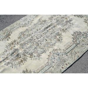 พรมวินเทจขนาด 5.6x9.4 ฟุต พรมตุรกีขนาดใหญ่ พรมลายตะวันออกสีเบจเขียว - Product Image 5