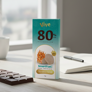 Vive SmartFuel Chocolate Negro 80% Sin Azúcar con Melena de León y Cordyceps, Envase Grande de 55g - Product Image 4