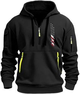 Men's <b>Tactical</b> Sweatshirt Solid Quarter Zip Pullover Hoodie Pockets Workout Running Active Made Fleece Fabric Sports industry - Product Image 4