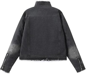 Vêtements pour hommes en gros, streetwear, veste en denim racer délavée à l'acide, vintage, noire, veste en denim pour homme, veste en denim d'hiver - Product Image 6