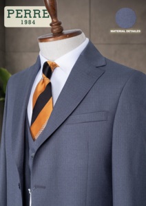 Costume d'affaires gris en laine et polyester pour homme, double boutonnage, col mandarin, infroissable, grandes tailles, coupe classique pour adultes - Product Image 2