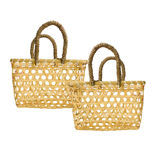 Meilleures ventes, artisanat vietnamien, panier cadeau en paille de bambou avec herbe de mer, paniers cadeaux élégants faits à la main - Product Image 1