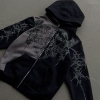 Offre Spéciale personnalisé Designer sérigraphie graphique 100% coton sans ficelle fermeture éclair poids lourd noir recadrée à capuche hommes