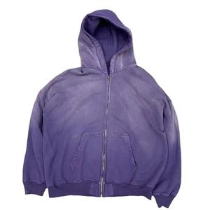 Sweat à capuche en détresse 100% coton Matériau lourd Lavage à l'acide French Terry Sun Faded Hoodie - Product Image 4