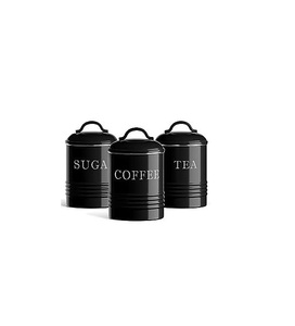 Compact round metal kitchen canister with airtight lock lid perfect for storing <b>tea</b> <b>coffee</b> <b>sugar</b> powder - Product Image 1