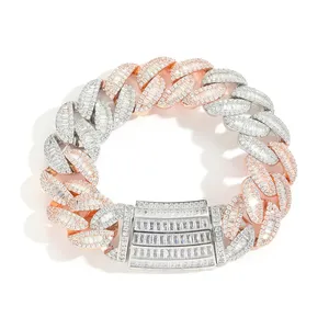 Cadena Cubana Miami de Latón con Zirconia en Forma de T de 20mm, Oro Rosa, Joyería Hip Hop, Regalo de Boda para Hombres, 18-24 Pulgadas, Venta al por Mayor B2B - Product Image 4
