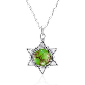 Crochet Forme Vert Turquoise Gemme Rhodium Plaqué Argent Sterling Solitaire Pendentif Fine Jewelry Trendy Unisexe Femmes - Product Image 1