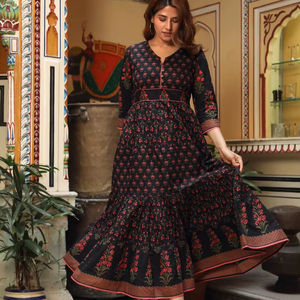 ชุดเดรสมิราณาทำมือ ผ้าฝ้ายพิมพ์ลายบล็อกด้วยมือ สไตล์โบฮีเมียน ชุดลำลองสำหรับวันหยุด ฤดูใบไม้ผลิ ฤดูร้อน ชุดเดรสผู้หญิง - Product Image 1