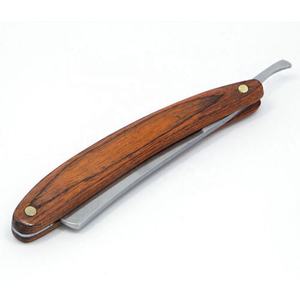 Navaja de Afeitar Recta de Barbero con Mango de Madera Pura, Navaja de Afeitar Plegable de Acero Inoxidable para Salón - Product Image 4