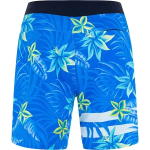 Pantalones cortos de tabla de tela personalizados para hombre, bañadores largos de surf con estampado de sublimación completa, ropa de playa informal al por mayor, OEM personalizado