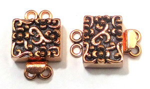 28X18X7MM Multi Strand Marquise Box Fermoir 2 Brins Cuivre Oxydé Plaqué Argent Plaqué Or 18k Fermoir B203 - Product Image 2