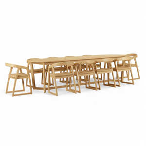 Ensemble de table à manger en bois massif de style scandinave moderne avec chaises en rotin tissé 6 places finition naturelle légère - Product Image 2