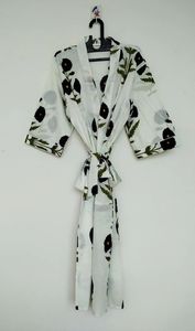 Bata de algodón para mujer, Kimono hecho a mano con estampado de bloques, vestido de dormir hasta el suelo, vestido de dama de honor, ropa de playa cómoda lavable - Product Image 4