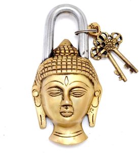 Brass <b>Padlock</b> - Lock with Keys - Working Functional - Brass Made Buddha <b>Padlock</b> Golden - Product Image 6