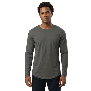 T-shirt à manches longues pour homme, col rond, coupe classique, couleur unie, style décontracté - Product Image 2