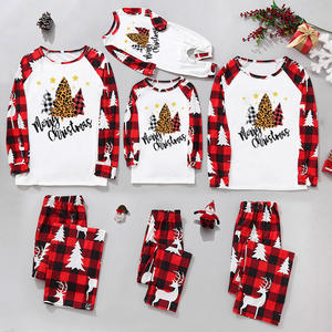 Famille noël correspondant pyjamas joyeux noël rouge à carreaux à manches longues hiver vêtements de nuit parent-enfant Pjs ensembles - Product Image 5