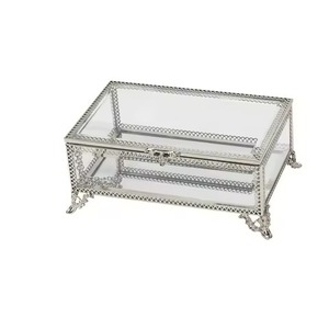 Moderno y Lujoso Organizador de Joyas de Vidrio con Marco de Latón Dorado Ecológico, Tapa Personalizable para Almacenamiento, Caja Decorativa para Maquillaje y Joyas - Product Image 2