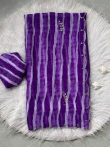 Sari de moda de Georgette suave con estampado genial por todas partes con borde de corte de diamante a mano perfecto para todas las ocasiones - Product Image 2