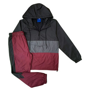 Custom Men's Windbreaker Tracksuit Set Half <b>Zip</b> <b>Hooded</b> Color Block Sportswear Two Piece Jogging Suit Casual Lightweight Outfit - Product Image 1