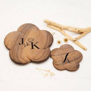 Natural Durable Round Shape Wood Coaster with Varying Patterns 4 Inches Wooden Coffee Tea Cup Mug Bowl Coaster - Product Image 5