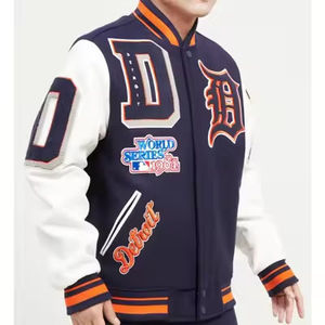 Venta al por mayor de alta calidad Varsity Jacket Men Chenille bordado mangas de cuero personalizado béisbol Letterman Varsity Jacket para hombres - Product Image 1