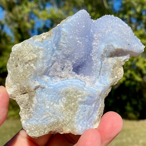 Cristallo Naturale Grezzo Geode Agata Blu Pizzo, Pietra Grezza, Cristallo Curativo, Agata Blu Pizzo Pazzo, Pietra Esemplare - Product Image 4