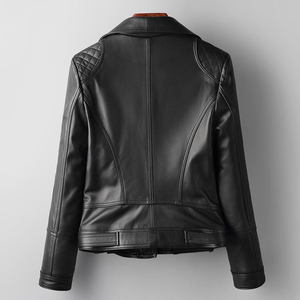 Mesdames Cuir Véritable Doublure en Satin Slim Fit Short Racer Back Jacket Noir Haute Qualité Respirant Imperméable Coupe-Vent Complet - Product Image 3