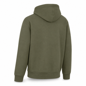 Sudadera con Capucha de Felpa de Algodón Grueso Verde Oliva para Hombre, Ajuste Regular, Estilo Urbano, con Cordón y Bolsillo Canguro, para Invierno, Venta al por Mayor - Product Image 4