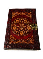 Grossiste Cadeau Pentagramme celtique Vintage en cuir véritable Journal d'écriture Wiccan Carnet jaune Journal en relief Papier à bords décalés