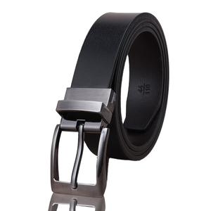 Men's Formal Leather Alloy Pin Buckle Belt with Rectangular Square Shaped Buckle - Product Image 2