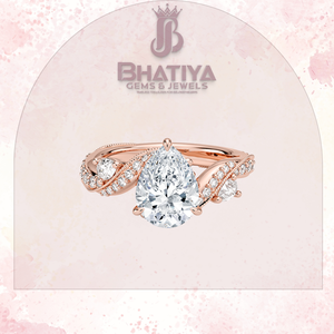 Pera Cut 1 3 CT Center Stone Lab Grown Diamond Twig and Leaf Anillo de compromiso 10K 14K 18K IGI Certified Solitaire Ring - Product Image 3