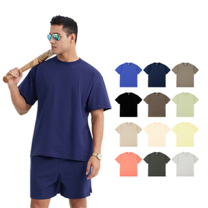 Alta calidad 245gsm algodón pesado cuello redondo logotipo impreso personalizado Unisex camiseta lisa en blanco para hombres DDP envío - Product Image 1